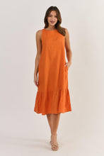 Load image into Gallery viewer, Naturals by O&J - Sleeveless Linen Dress Tamarind colour front shot