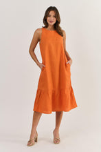 Load image into Gallery viewer, Naturals by O&J - Sleeveless Linen Dress Tamarind colour front shot