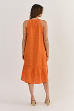 Load image into Gallery viewer, Naturals by O&J - Sleeveless Linen Dress Tamarind colour back shot