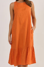 Load image into Gallery viewer, Naturals by O&J - Sleeveless Linen Dress Tamarind front closed up shot