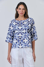 Load image into Gallery viewer, Naturals by O&J 3/4 Sleeves Linen Top Corfu colour front shot
