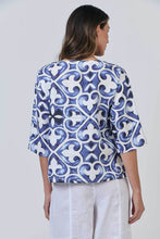 Load image into Gallery viewer, Naturals by O&J 3/4 Sleeves Linen Top Corfu colour back shot