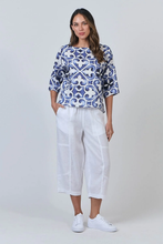 Load image into Gallery viewer, Naturals by O&J 3/4 Sleeves Linen Top Corfu colour front shot