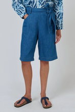 Load image into Gallery viewer, Naturals by O&J Belted Bermuda Shorts Chambray colour front shot