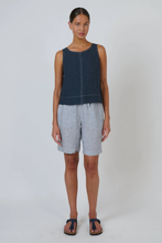 Load image into Gallery viewer, Naturals by O&J Button-Back Top Gunsmoke colour front shot