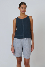 Load image into Gallery viewer, Naturals by O&J Button-Back Top Gunsmoke colour front shot