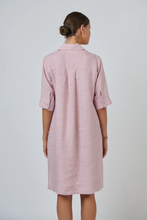 Load image into Gallery viewer, Naturals by O&J Button Through Linen Dress Radish colour back shot