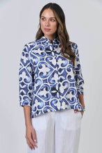 Load image into Gallery viewer, Naturals by O & J Button Up Collared Blouse Corfu colour front shot