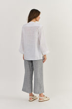 Load image into Gallery viewer, Naturals by O&J Button Up Long Sleeve Shirt Whisper White colour back shot