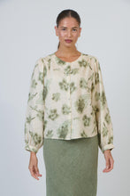 Load image into Gallery viewer, Naturals by O&J Floral Button-Down Blouse Patina Petals colour front shot