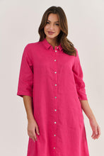 Load image into Gallery viewer, Naturals by O&J Linen Dress Primula colour front shot