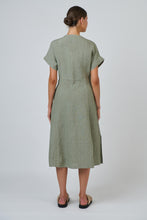 Load image into Gallery viewer, Naturals by O&J Linen Midi Dress Artichoke colour back shot