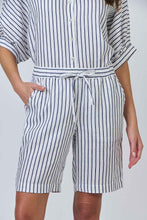 Load image into Gallery viewer, Naturals by O&J Linen Shorts Blueberry Stripe colour front shot
