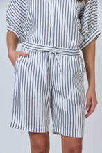 Load image into Gallery viewer, Naturals by O&J Linen Shorts Blueberry Stripe colour front shot