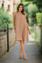 Load image into Gallery viewer, Naturals by O&J Linen Sleeveless Short Dress Brick colour front shot