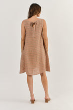 Load image into Gallery viewer, Naturals by O&J Linen Sleeveless Short Dress Brick colour back shot