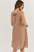 Load image into Gallery viewer, Naturals by O&J Linen Sleeveless Short Dress Brick colour back shot