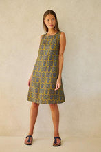 Load image into Gallery viewer, Naturals by O&J Linen Sleeveless Short Dress Motif color front shot