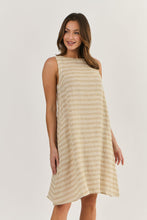 Load image into Gallery viewer, Naturals by O&J Linen Sleeveless Short Dress Wafer colour front shot