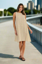 Load image into Gallery viewer, Naturals by O&J Linen Sleeveless Short Dress Wafer colour front shot