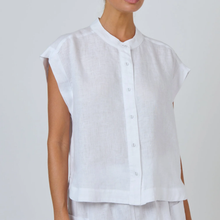 Load image into Gallery viewer, Naturals by O&J Linen Top White colour side shot
