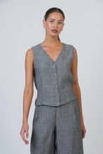 Load image into Gallery viewer, Naturals by O&J Linen Vest Cinder colour front shot