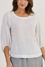 Load image into Gallery viewer, Naturals by O&J Long Sleeve Linen Top White colour front closed up shot