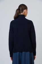 Load image into Gallery viewer, Naturals by O&J Ribbed Turtleneck Jumper Ink colour back shot