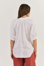 Load image into Gallery viewer, Naturals by O&J Short Sleeve Button Neck Top White colour back shot