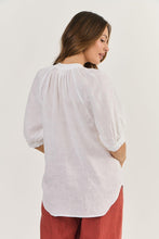 Load image into Gallery viewer, Naturals by O&J Short Sleeve Button Neck Top White colour back shot