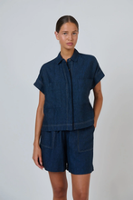 Load image into Gallery viewer, Naturals by O&J Short Sleeve Button Up Shirt Eclipse colour front shot