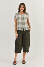 Load image into Gallery viewer, Naturals by O&J Short Sleeve Button Up Shirt Khaki Terrazzo colour front shot