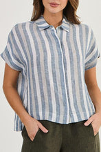 Load image into Gallery viewer, Naturals by O&J Short Sleeve Button Up Shirt Slipstream colour front closed up shot