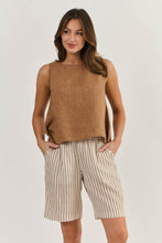Load image into Gallery viewer, Naturals by O&J Sleeveless Linen Top Gingerbread colour front shot