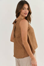Load image into Gallery viewer, Naturals by O&J Sleeveless Linen Top Gingerbread colour side shot