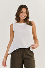 Load image into Gallery viewer, Naturals by O&J Sleeveless Linen Top White colour front shot
