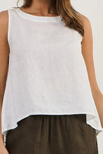 Load image into Gallery viewer, Naturals by O&J Sleeveless Linen Top White colour front closed up shot