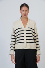 Load image into Gallery viewer, Naturals by O&J Striped Cardigan Sand Mix colour front shot