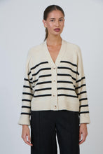 Load image into Gallery viewer, Naturals by O&J Striped Cardigan Sand Mix colour front shot