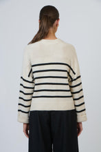 Load image into Gallery viewer, Naturals by O&J Striped Cardigan Sand Mix colour back shot
