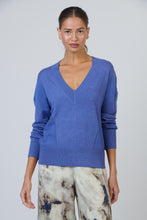 Load image into Gallery viewer, Naturals by O&J V-Neck Knit Top Lake colour front shot