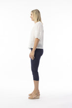 Load image into Gallery viewer, Orientique Bangalene Capri Pant Navy colour side shot