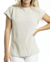 Load image into Gallery viewer, Orientique Essentials Boatneck Knit Top Sand front closed up shot