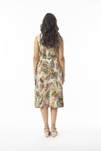 Load image into Gallery viewer, Orientique Lima Pleated Sleeveless Dress Olive colour back shot