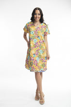 Load image into Gallery viewer, Orientique Parnera Short Sleeve Reversible Shift Dress printed colour front shot