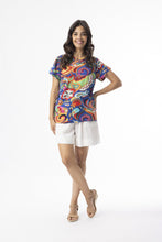Load image into Gallery viewer, Orientique Crew T-Shirt Retro Paisley colour front shot