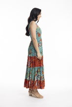 Load image into Gallery viewer, Orientique Serengetti Shirred Underbust Dress Green colour side shot