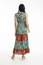 Load image into Gallery viewer, Orientique Serengetti Shirred Underbust Dress Green colour back shot