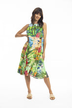 Load image into Gallery viewer, Orientique Skye Ruched Neckline Dress Printed colour front shot