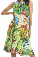 Load image into Gallery viewer, Orientique Skye Ruched Neckline Dress Printed colour front closed up shot
